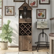 Pemberly Row Rustic Wood 5-Bottle Wine Rack in Reclaimed Oak