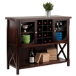 Pemberly Row 2 Door Transitional Solid Wood Wine Rack Buffet Table in Cappuccino