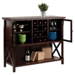 Pemberly Row 2 Door Transitional Solid Wood Wine Rack Buffet Table in Cappuccino