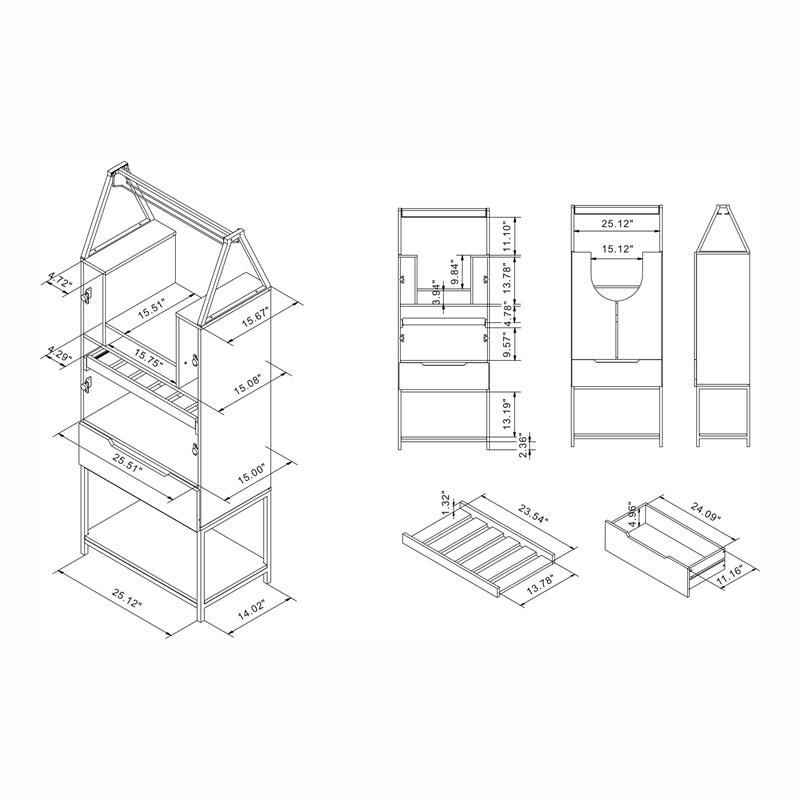 Pemberly Row Industrial Wood Wine Cabinet in Light Hickory Brown