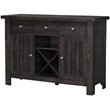 Pemberly Row Transitional Solid Wood Slat Wine Rack Server in Warm Gray