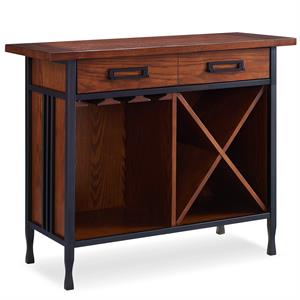Pemberly Row Home Ironcraft Sturdy Wood Mini-bar/Wine Stand in Oak