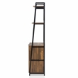 Pemberly Row Rustic Metal 4-Shelf Wine Cabinet in Oak and Black