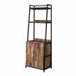 Pemberly Row Rustic Metal 4-Shelf Wine Cabinet in Oak and Black