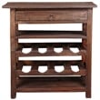 Pemberly Row Cottage Wood Wine Server with Drawer in Raftwood Brown