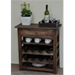 Pemberly Row Cottage Wood Wine Server with Drawer in Raftwood Brown