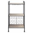 Pemberly Row Metal Wine Rack with Wooden Shelves in Antique Oak and Sandy Gray