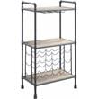 Pemberly Row Metal Wine Rack with Wooden Shelves in Antique Oak and Sandy Gray