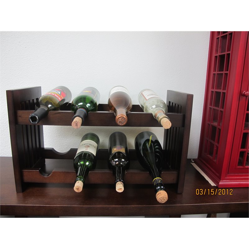 Pemberly Row Old Country Solid Mahogany Wood Wine Rack in Dark Brown