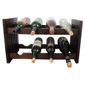 Pemberly Row Old Country Solid Mahogany Wood Wine Rack in Dark Brown