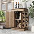 Pemberly Row Rustic Wood 8-Bottle Wine Cabinet in Reclaimed Oak