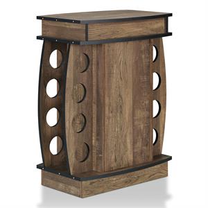 Pemberly Row Rustic Wood 8-Bottle Wine Cabinet in Reclaimed Oak