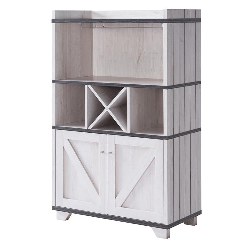 Pemberly Row Modern Farmhouse Wood 4-Bottle Wine Rack in White Oak