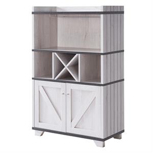 Pemberly Row Modern Farmhouse Wood 4-Bottle Wine Rack in White Oak