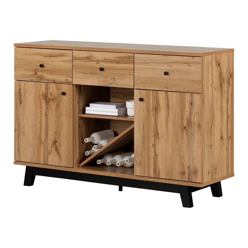 Pemberly Row Contemporary Engineered Wood Buffet with Wine Storage