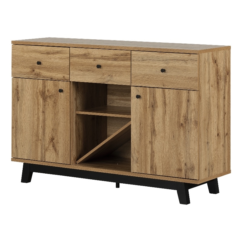 Pemberly Row Contemporary Engineered Wood Buffet with Wine Storage