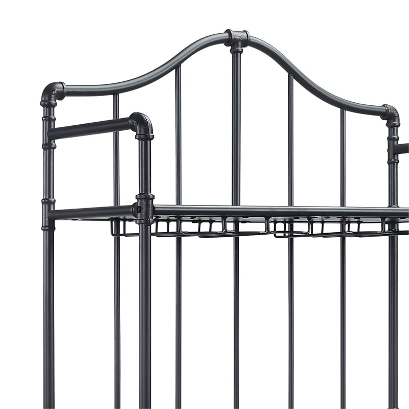 Pemberly Row 4-tier Metal Frame Wine Shelf in Oak and Sandy Black