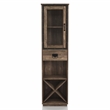 Pemberly Row Modern Farmhouse Wood Tower Cabinet in Reclaimed Oak