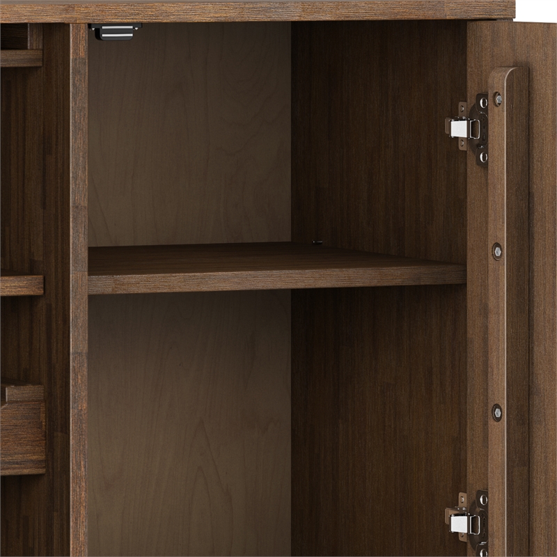 Pemberly Row Bottle Solid Wood Wine Cabinet in Natural Aged Brown