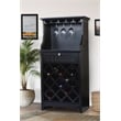 Pemberly Row Traditional Engineered Wood Wine Cabinet in Black