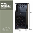 Pemberly Row Traditional Engineered Wood Wine Cabinet in Black