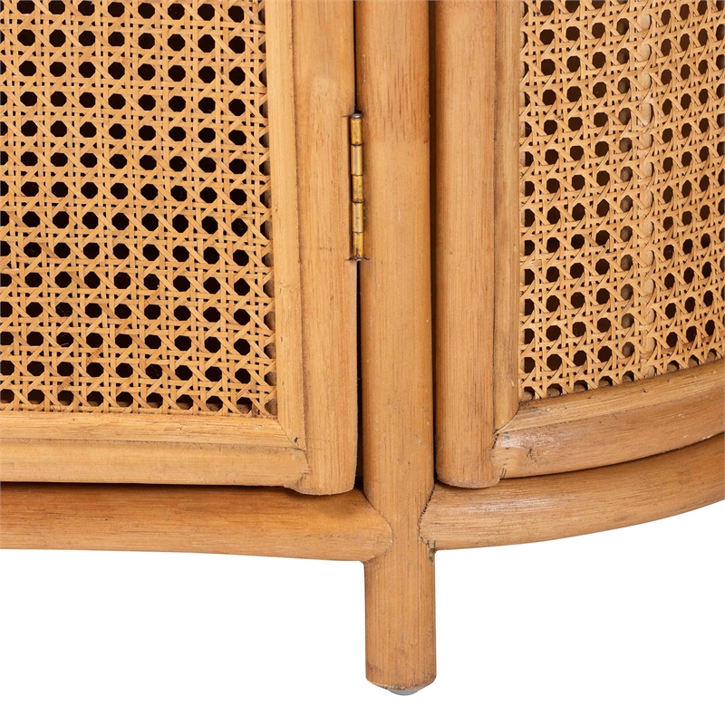 Pemberly Row Contemporary Rattan Storage Handwoven Wicker Accent Cabinet