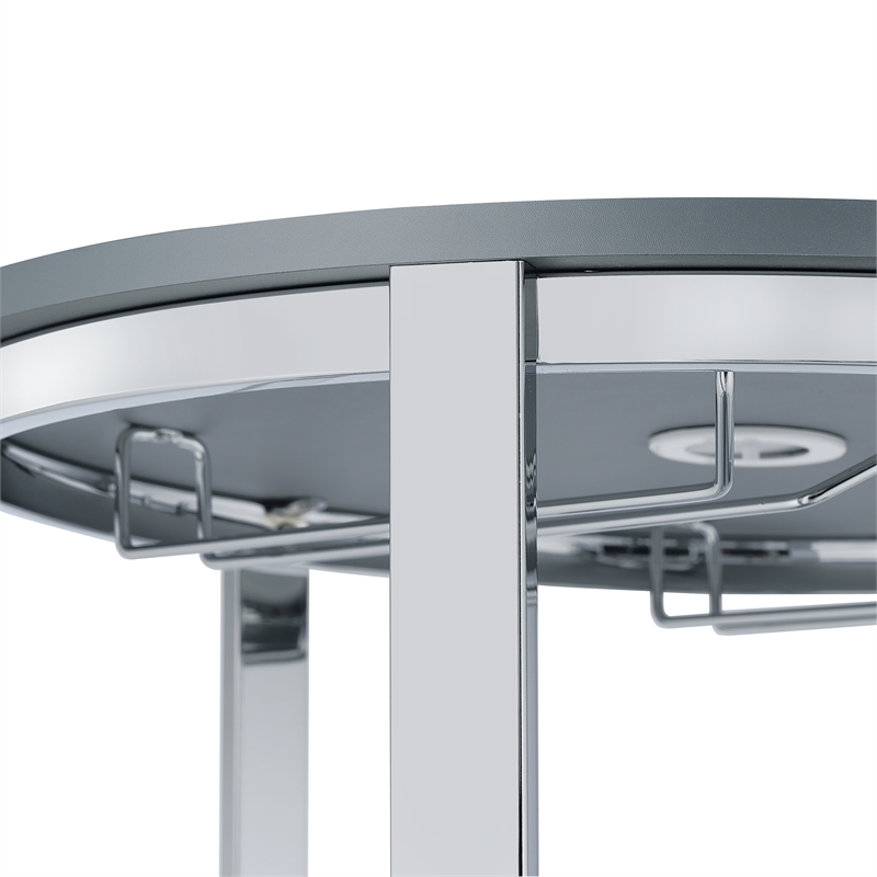 Pemberly Row Contemporary Metal Wine Rack with LED in Grey Finish