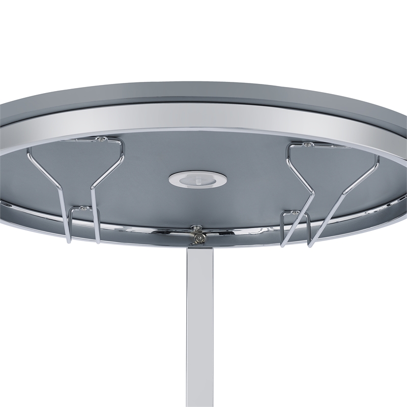 Pemberly Row Contemporary Metal Wine Rack with LED in Grey Finish