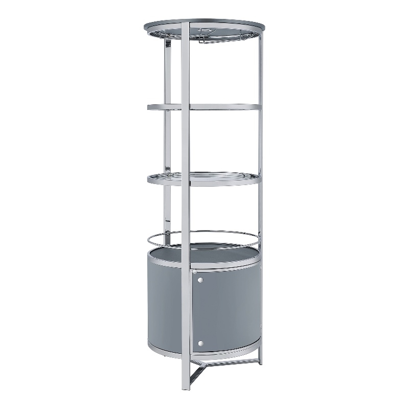 Pemberly Row Contemporary Metal Wine Rack with LED in Grey Finish