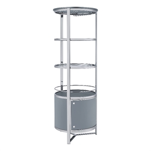 Pemberly Row Contemporary Metal Wine Rack with LED in Grey Finish