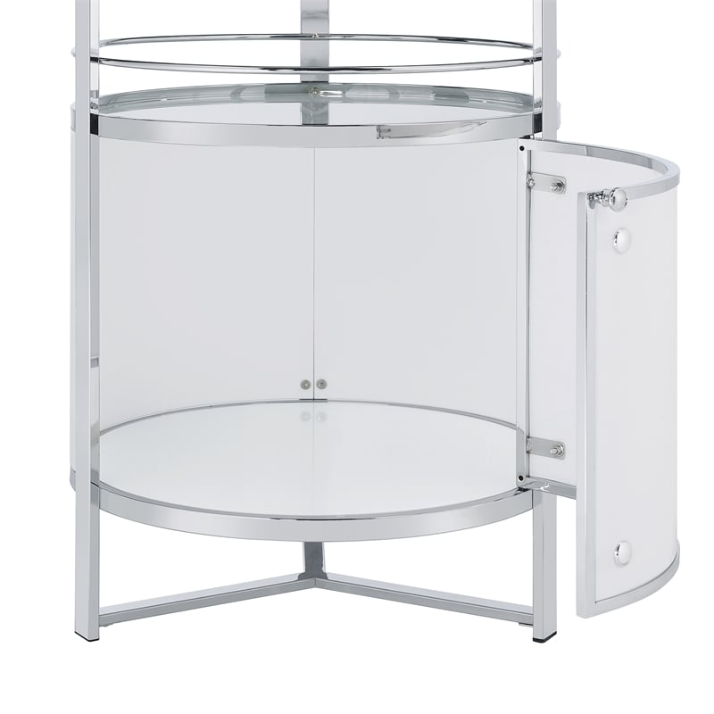 Pemberly Row Contemporary Metal Wine Rack with LED in White Finish