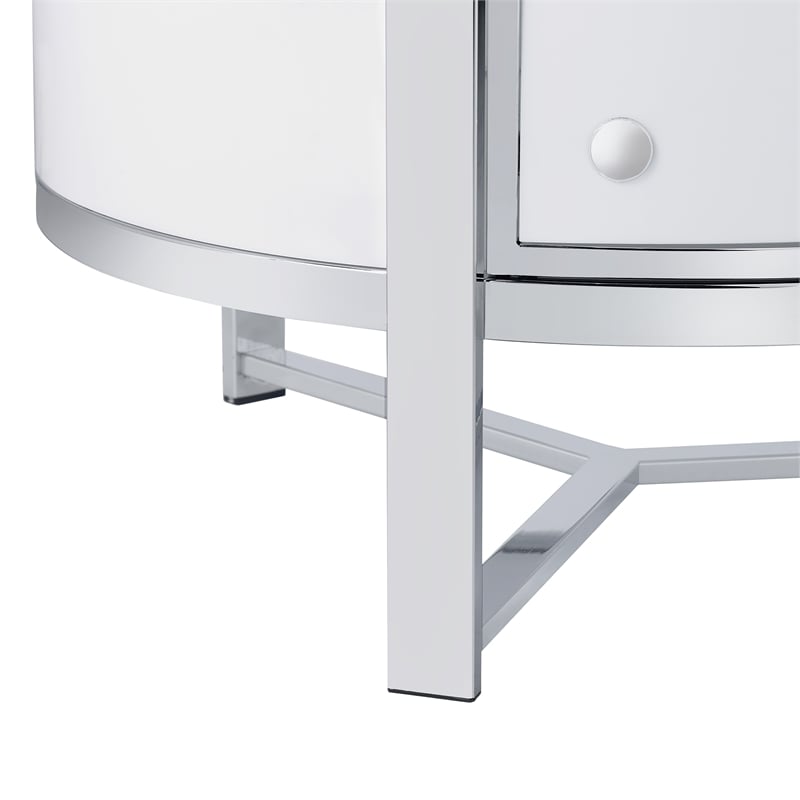 Pemberly Row Contemporary Metal Wine Rack with LED in White Finish