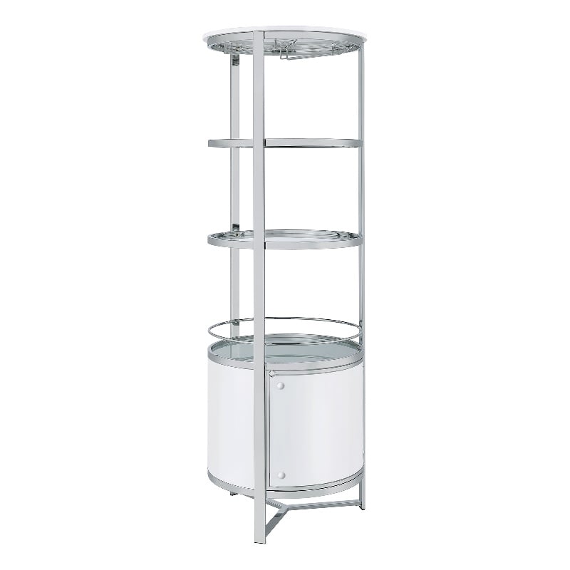 Pemberly Row Contemporary Metal Wine Rack with LED in White Finish