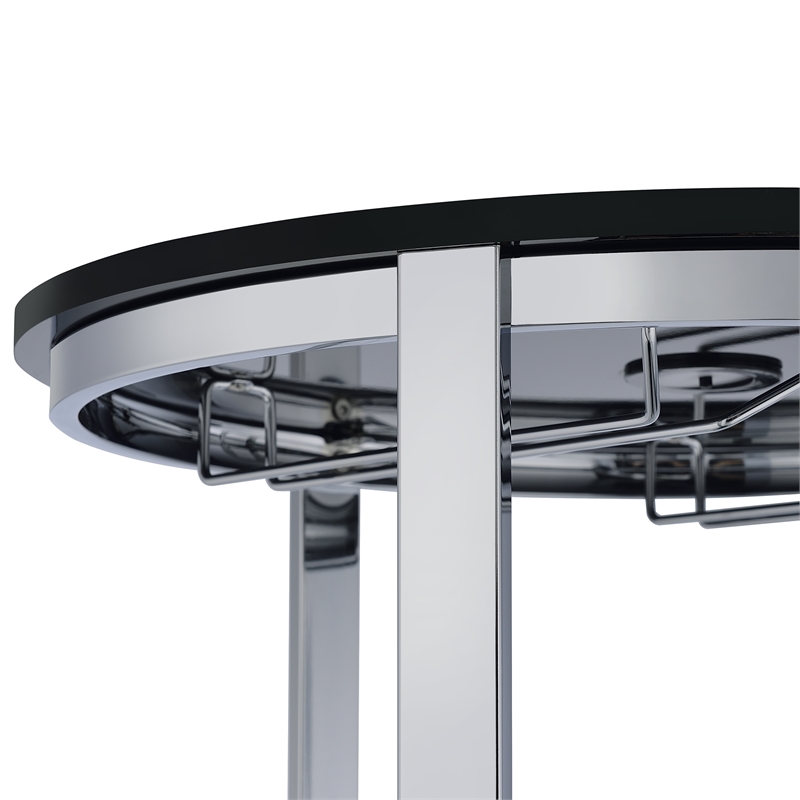 Pemberly Row Contemporary Metal Wine Rack with LED in Black Finish