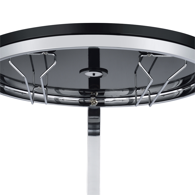 Pemberly Row Contemporary Metal Wine Rack with LED in Black Finish