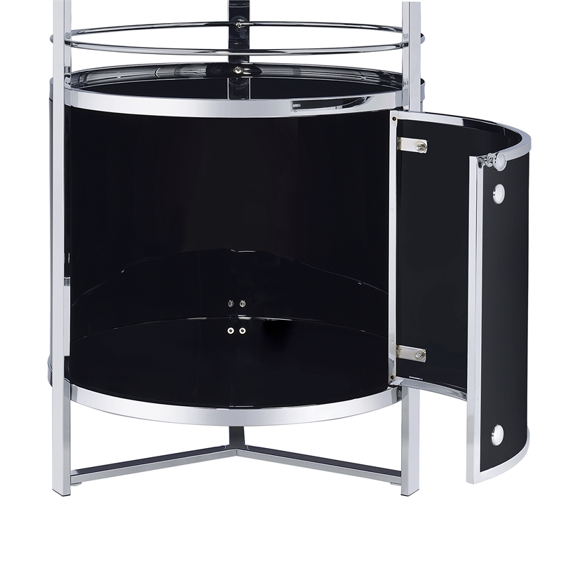 Pemberly Row Contemporary Metal Wine Rack with LED in Black Finish