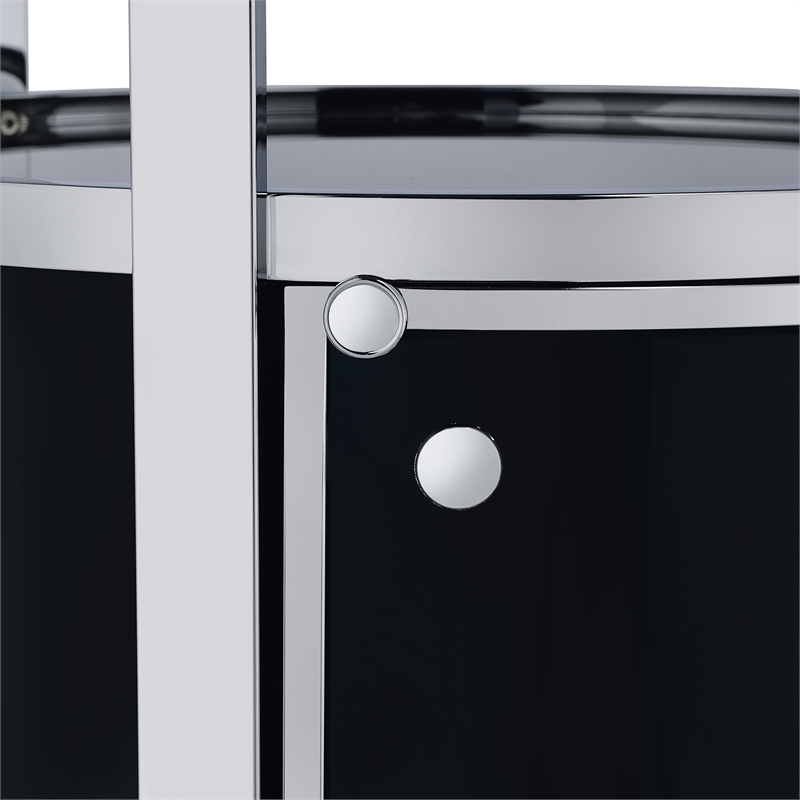 Pemberly Row Contemporary Metal Wine Rack with LED in Black Finish