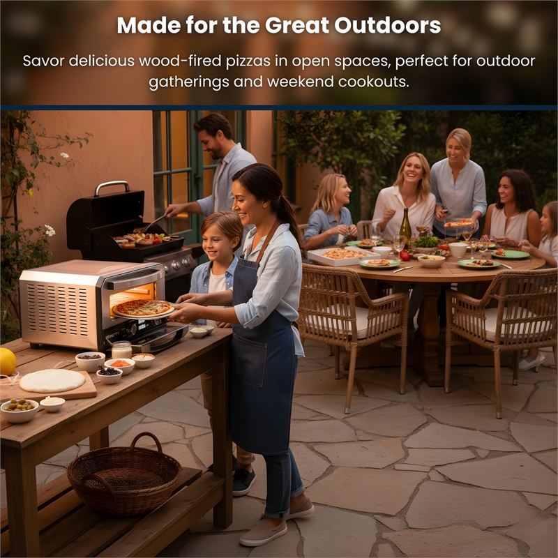 Pemberly Row 0.5 Cu.Ft. Indoor/Outdoor Pizza Oven Cooks 12-Inch Pizzas