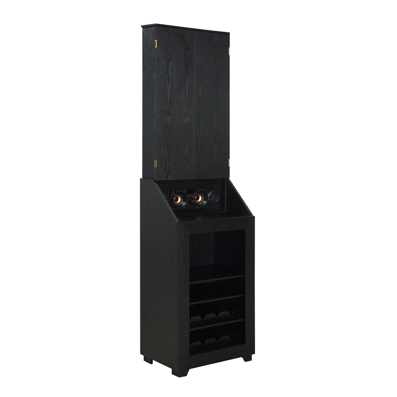 Pemberly Row Contemporary Cabinet with Speaker and LED in Black