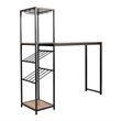 Pemberly Row Metal Bar Table with Bottle & Stemware Storage in Black/Light Brown