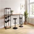 Pemberly Row Metal Bar Table with Bottle & Stemware Storage in Black/Light Brown