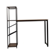 Pemberly Row Metal Bar Table with Bottle and Stemware Storage in Black/Walnut