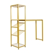 Pemberly Row Metal Bar Table with Bottle & Stemware Storage in Gold/Faux Marble