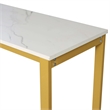 Pemberly Row Metal Bar Table with Bottle & Stemware Storage in Gold/Faux Marble