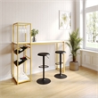 Pemberly Row Metal Bar Table with Bottle & Stemware Storage in Gold/Faux Marble
