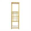 Pemberly Row Metal Bar Table with Bottle & Stemware Storage in Gold/Faux Marble
