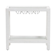 Pemberly Row Natural Grasscloth Wine Rack Two-Tier Bar Table in White
