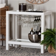 Pemberly Row Natural Grasscloth Wine Rack Two-Tier Bar Table in White