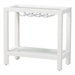 Pemberly Row Natural Grasscloth Wine Rack Two-Tier Bar Table in White
