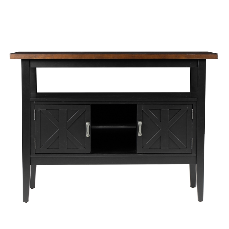 Pemberly Row Wine Holder and Rack Dining Sideboard Server in Black & Brown Wood
